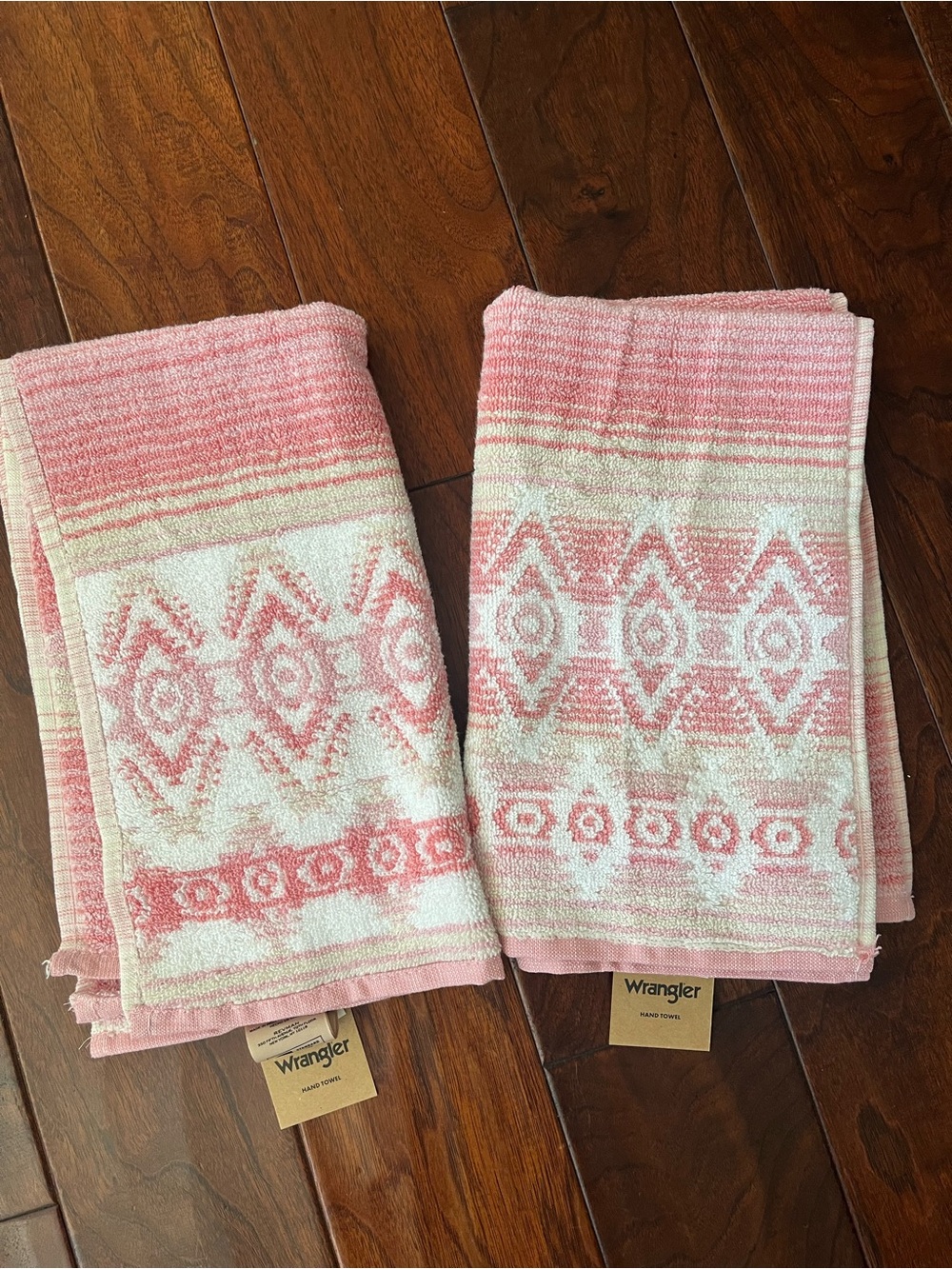 Wrangler Pink Patterned Hand Towels - Set of 2